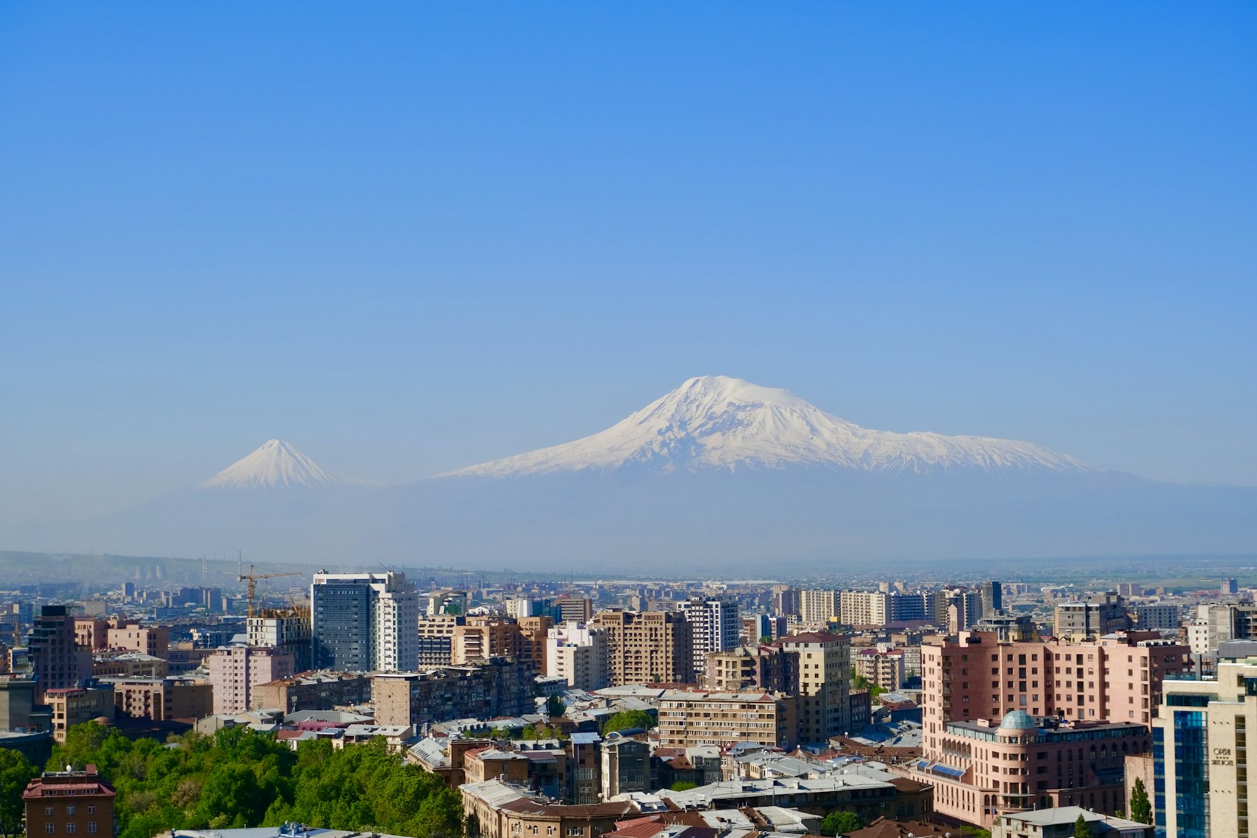 Yerevan skyline with Mount Ararat rising behind the city